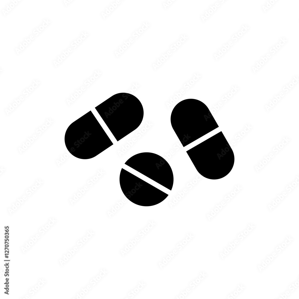Pills icon vector illustration. capsule icon. Drug sign and symbol Pills icon vector illustration. capsule icon. Drug sign and symbol