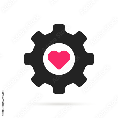 biotechnology icon with pink heart and gear