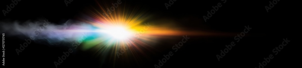 Abstract Rainbow Lens Flare, Distorted Light on Black Background Abstract Rainbow Lens Flare, Distorted Light on Black Background