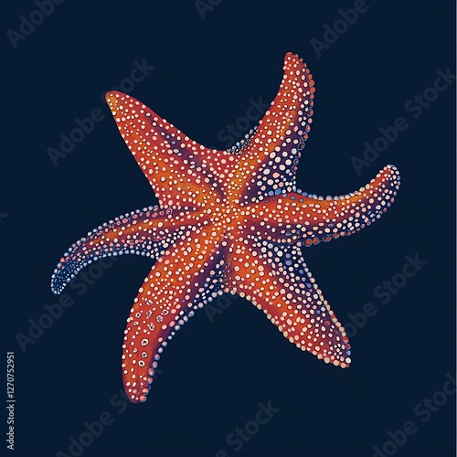 Illustration of a starfish against dark background. Possible use for posters, prints, or backgrounds photo