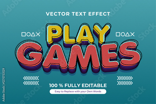 Play Games, Editable Vector Text Effect Design