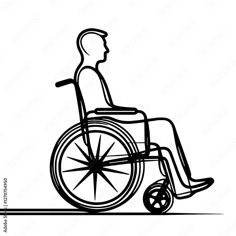Person in a wheelchair icon, black and white PNG for accessibility and medical design Person in a wheelchair icon, black and white PNG for accessibility and medical design