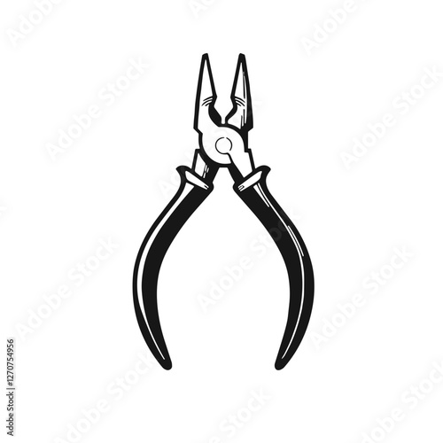 Pliers icon, black and white PNG for construction and repair tools design