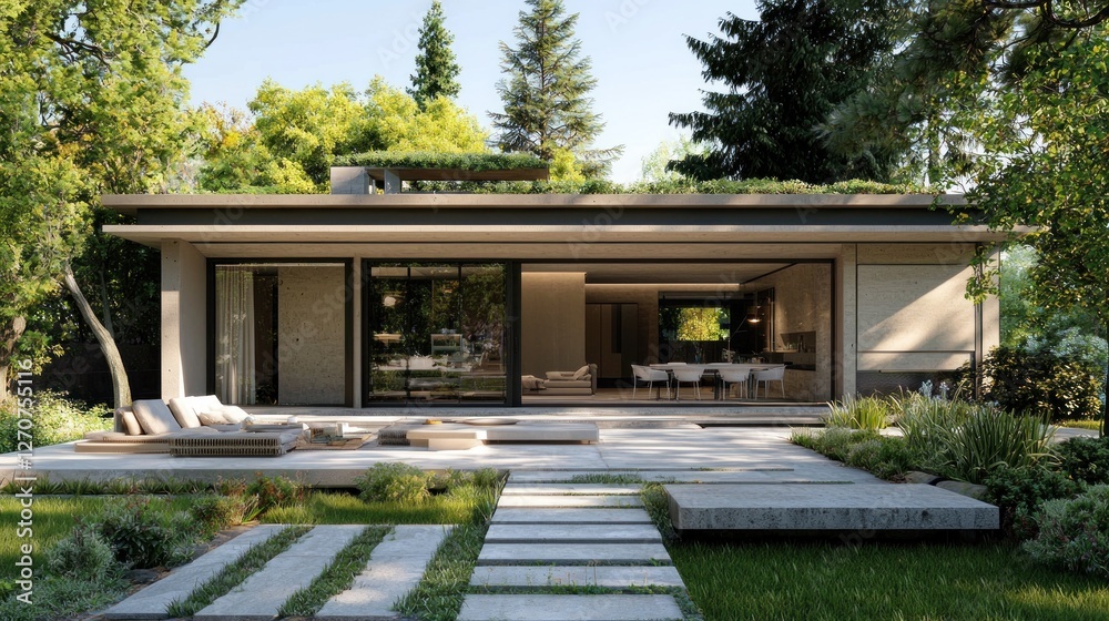Modern Minimalist House Design: Luxurious Green Roof Home Modern Minimalist House Design: Luxurious Green Roof Home