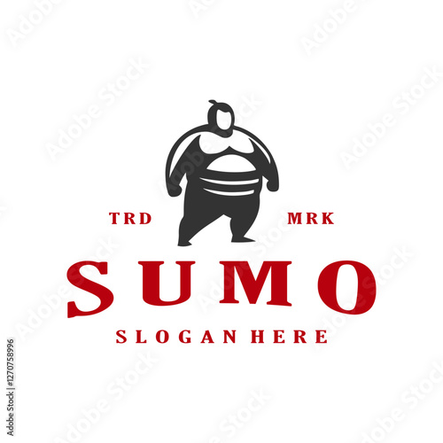 athlete sumo sport vintage logo design vector stock template illustration