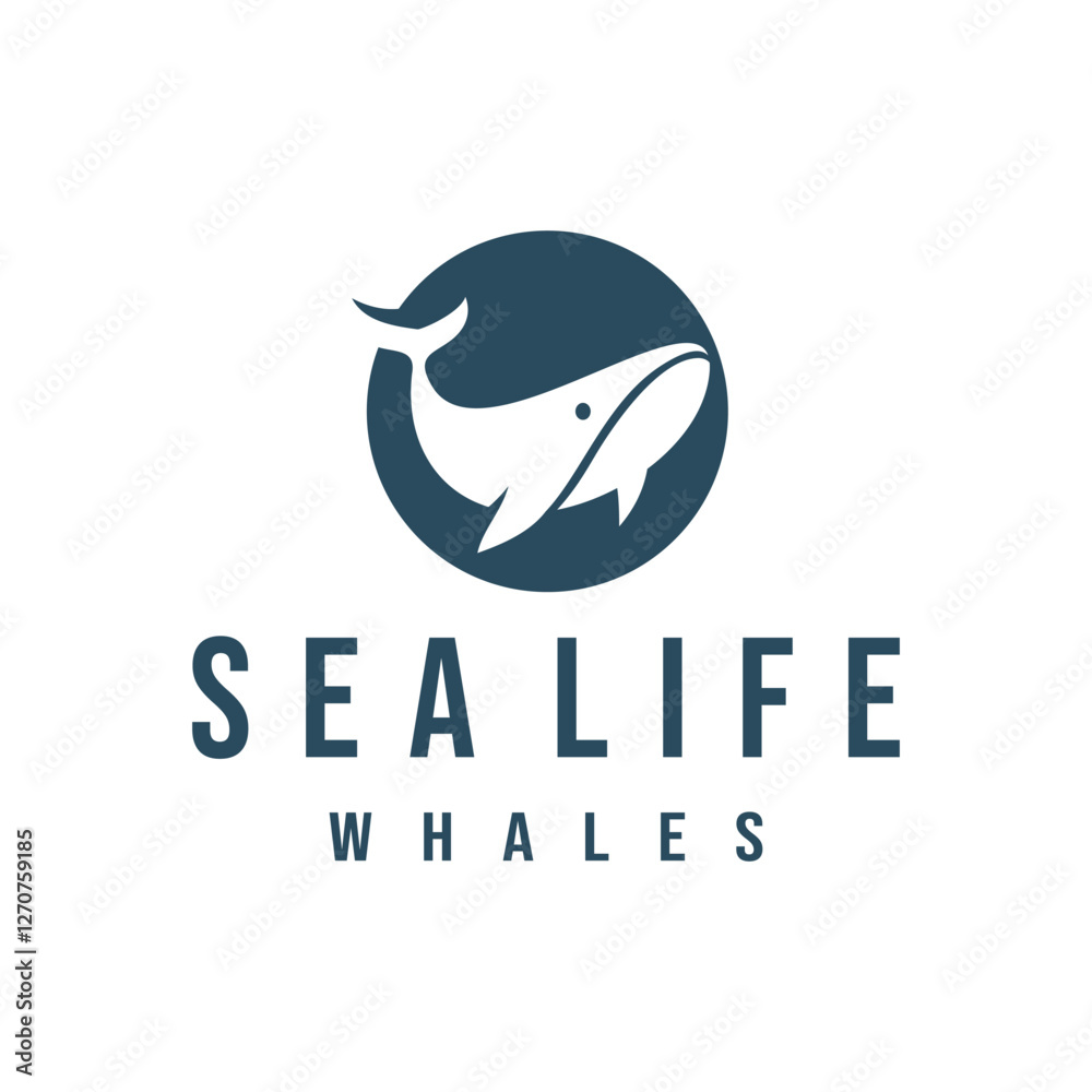 whale circle simple logo design vector stock template illustration whale circle simple logo design vector stock template illustration