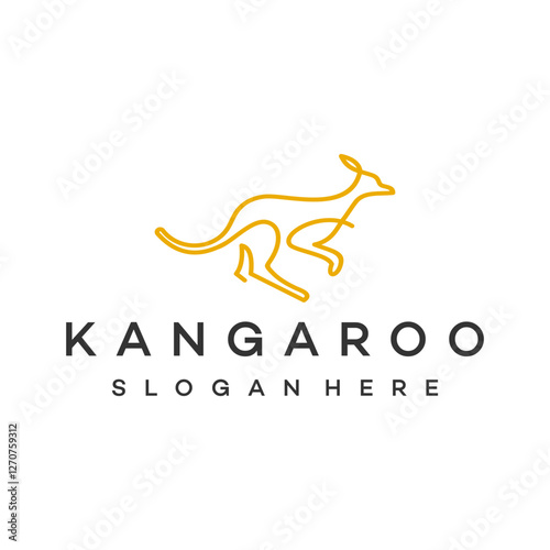 kangaroo line art simple logo design vector stock template illustration photo