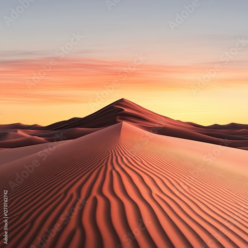 Aerial Drone Photography & Videography Golden sands and serene sunset in desert.