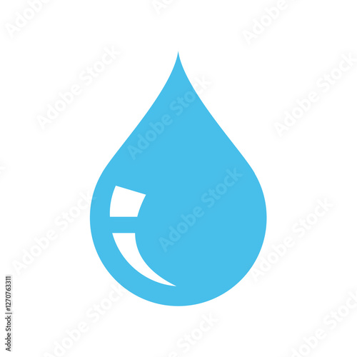 Drop of water with reflection. Shiny droplet waterdrop or raindrop vector icon.