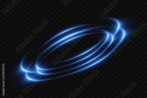 Neon glowing portal of light. Circle light effect. On a transparent background.