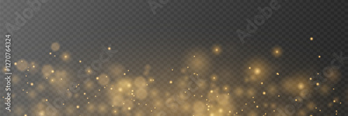 Golden light effect, glare, explosion, sparks, star. On a transparent background.
