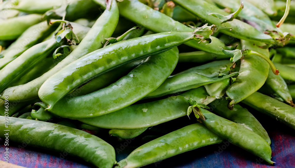 Detailed view of fresh sugar snap peas, showcasing their plump pods and bright green color. Perfect for healthy food, salads, or vegetable concepts. Texture, background. Detailed view of fresh sugar snap peas, showcasing their plump pods and bright green color. Perfect for healthy food, salads, or vegetable concepts. Texture, background.