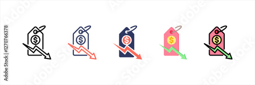 Price Down Multistyle Icon Set
