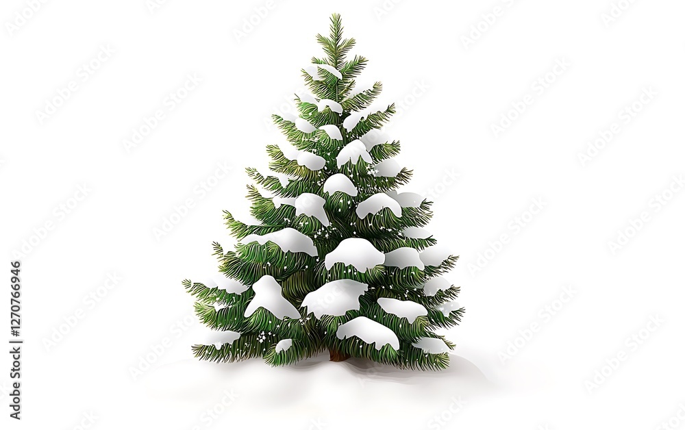 Fototapeta premium Snow-covered Christmas tree illustration