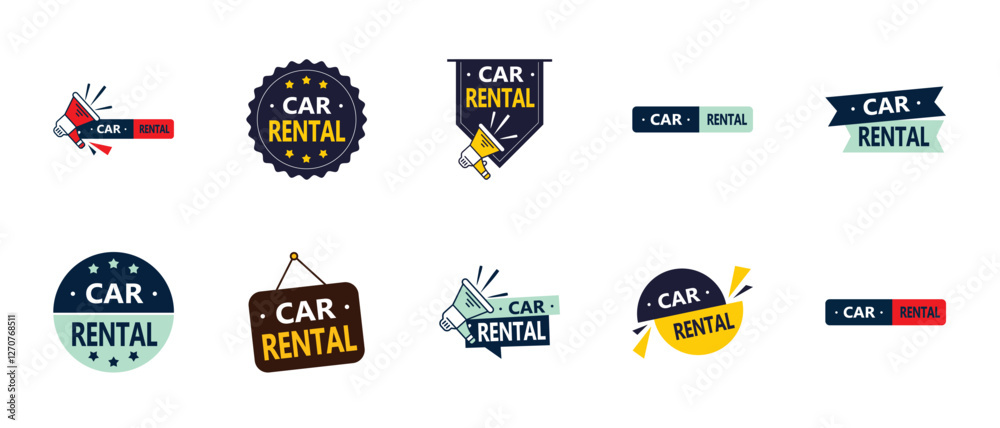 Fototapeta premium Car rental logo design set