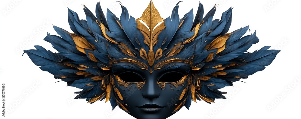 Fototapeta premium Midnight Blue & Gold: A Regal Masquerade Mask