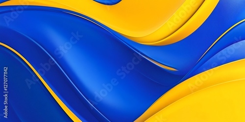 Blue and yellow abstract waves creating a dynamic background