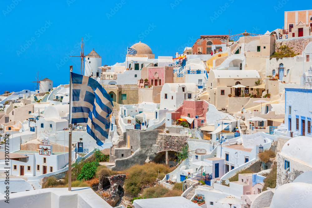 Oia village view. Santorini Island, Greece