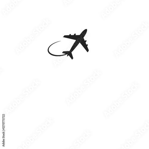 Black Airplane Silhouette With Trail on White Background