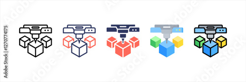 3D Printing Multistyle Icon Set