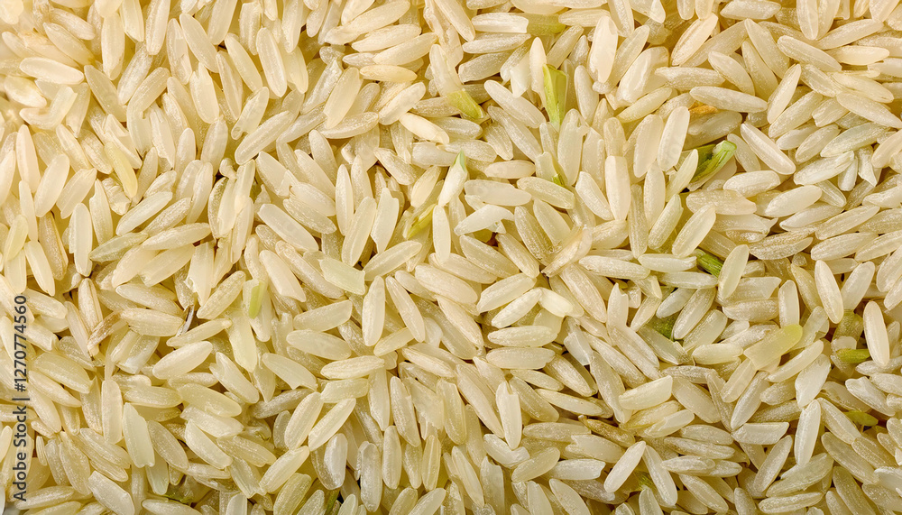 Repeating pattern of uncooked rice grains, highlighting their small, elongated shape and white or brown color. Ideal for Asian cuisine, cooking, or minimalist concepts. Texture, background. Repeating pattern of uncooked rice grains, highlighting their small, elongated shape and white or brown color. Ideal for Asian cuisine, cooking, or minimalist concepts. Texture, background.