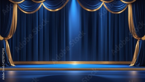 Blue navy golden ceremony award stage venue background.