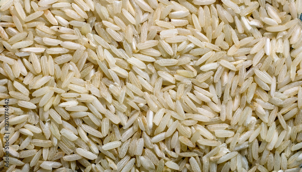 Repeating pattern of uncooked rice grains, highlighting their small, elongated shape and white or brown color. Ideal for Asian cuisine, cooking, or minimalist concepts. Texture, background. Repeating pattern of uncooked rice grains, highlighting their small, elongated shape and white or brown color. Ideal for Asian cuisine, cooking, or minimalist concepts. Texture, background.