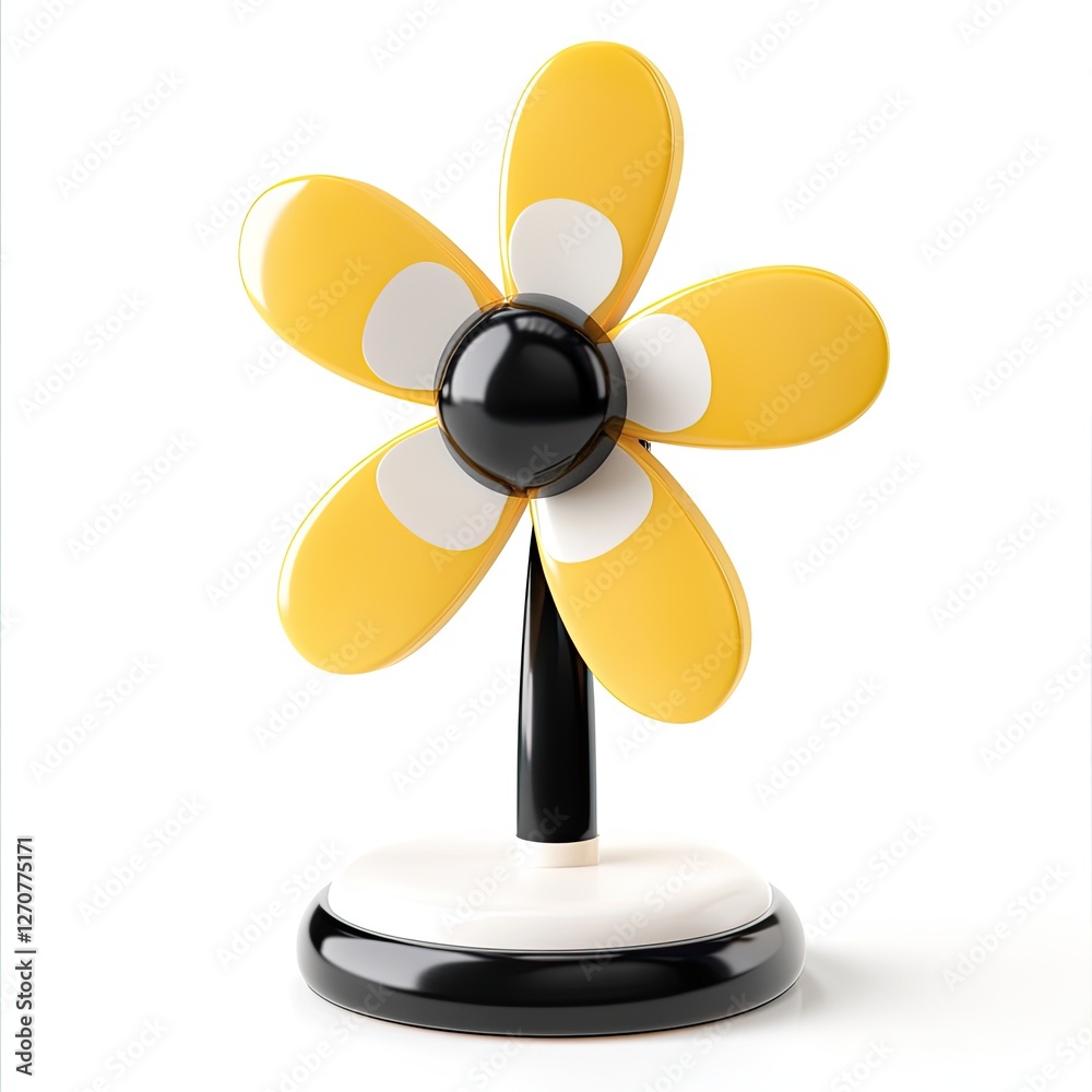 Yellow flower-shaped fan isolated on white background Yellow flower-shaped fan isolated on white background