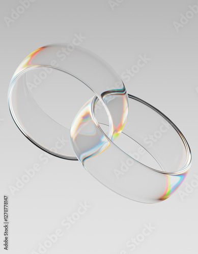 Wallpaper Mural 3D rendering of transparent glass rings in a minimalist style Torontodigital.ca