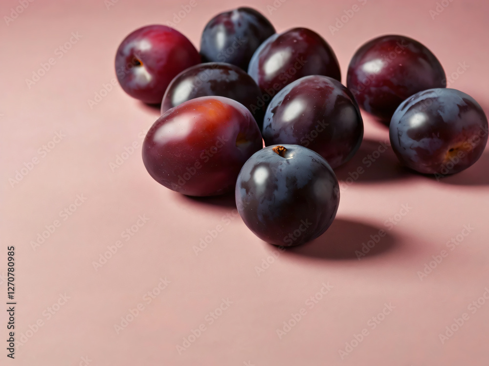 Plums on a pink backdrop, perfect for minimalist designs. Plums on a pink backdrop, perfect for minimalist designs.
