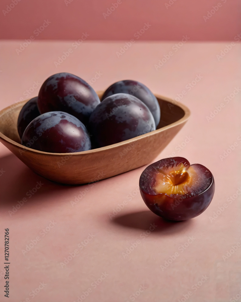 Plums with a simple backdrop, ideal for advertisements. Plums with a simple backdrop, ideal for advertisements.
