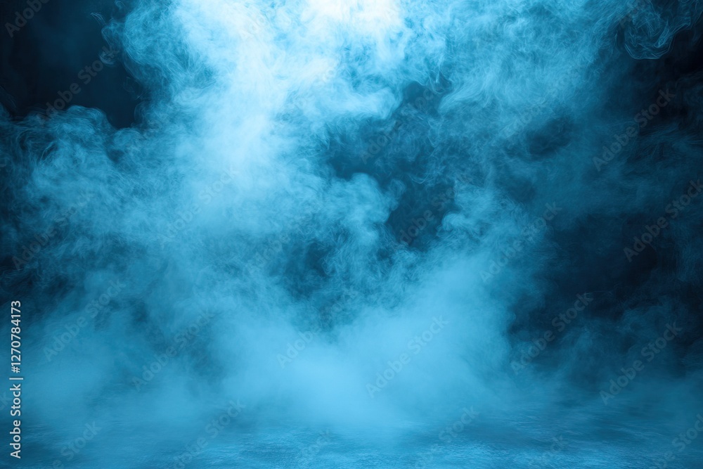 Fototapeta premium Blue smoke studio backdrop, dark background