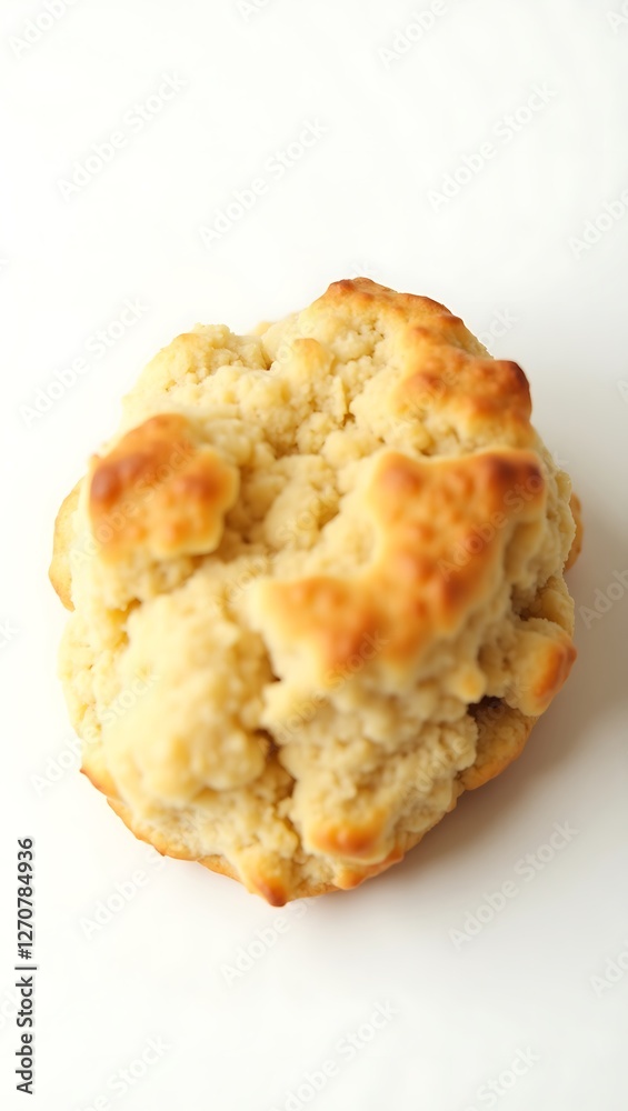 Fototapeta premium Closeup of a freshly baked biscuit on a clean surface revealing texture and color