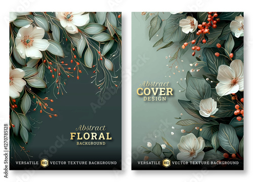 Elegant floral art business brochure template, Abstract flyer template, wedding invitation template, universal background, versatile vector background, creative brochure template, invitation template