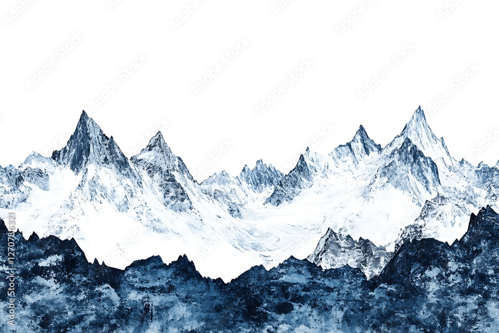 Obraz premium Snowy Mountain Range Horizon Isolated