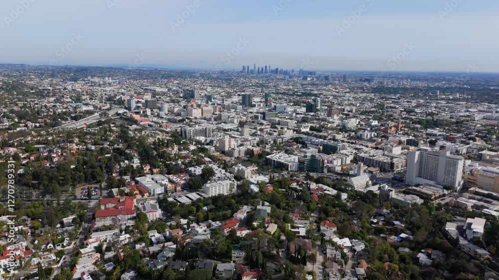 Aerial Drone Shot of Los Angeles Skyline Moving Forward, February 2025 Aerial Drone Shot of Los Angeles Skyline Moving Forward, February 2025