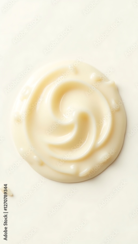 Closeup view of creamy substance with smooth swirls on a light background Closeup view of creamy substance with smooth swirls on a light background