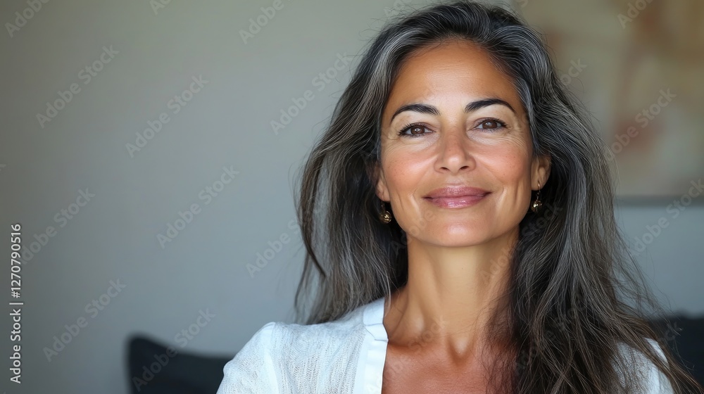 Fototapeta premium Portrait of a Confident Mature Woman with Gray Hair