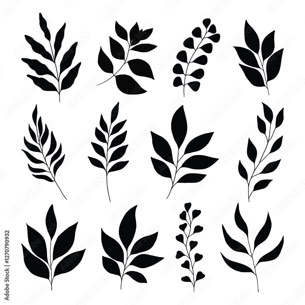 Fototapeta premium Set of branch and leaves vector