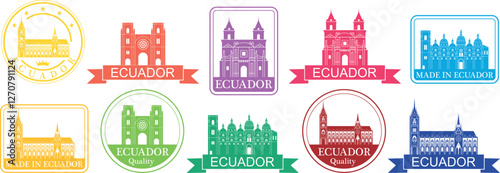 Ecuador set. Isolated Ecuador on white background