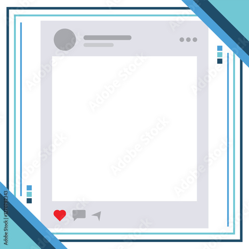 Social Media Post Template Design With Blank Placeholder and Interactive Icons