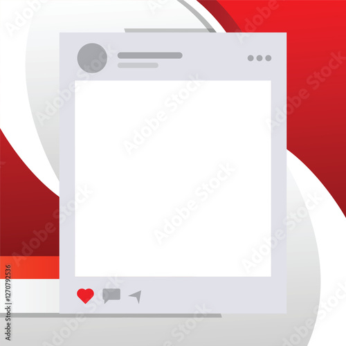 Social Media Post Template on Red Background with Transparent Image Preview