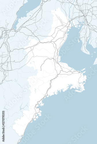 日本の三重県と隣接する都道府県を含む、シンプルなロードマップ