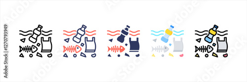 Marine Pollution Multistyle Icon Set