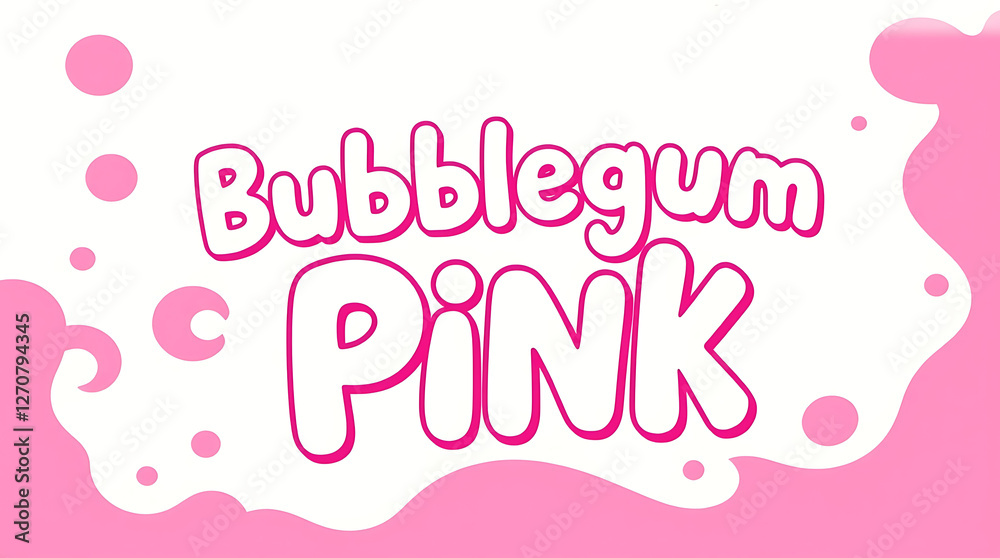 A vibrant and playful illustration featuring a stylized, bold font with the words Bubblegum Pink in the titular color #FF69B4 set against a soft creamy white background A vibrant and playful illustration featuring a stylized, bold font with the words Bubblegum Pink in the titular color #FF69B4 set against a soft creamy white background