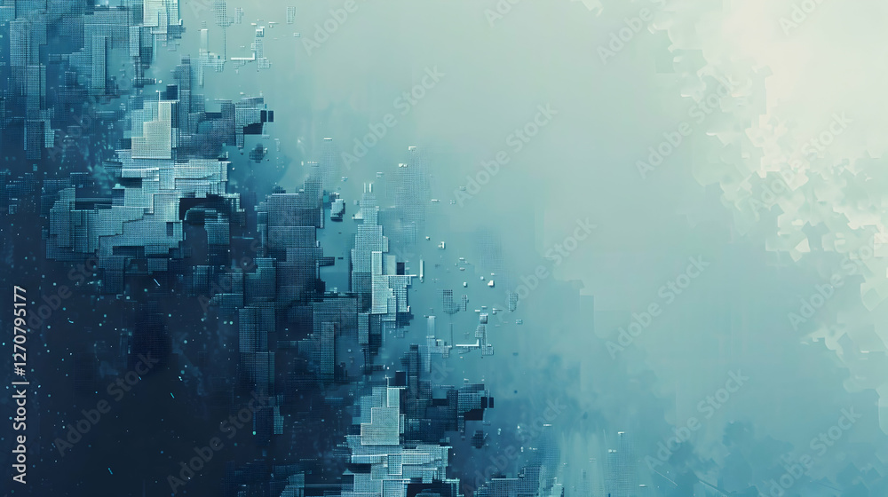 Abstract digital artwork featuring a blend of blue tones with pixelated textures and soft gradients Abstract digital artwork featuring a blend of blue tones with pixelated textures and soft gradients