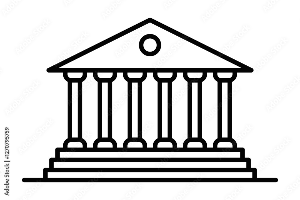 Bank or museum vector icon with classical columns. Editable stroke.