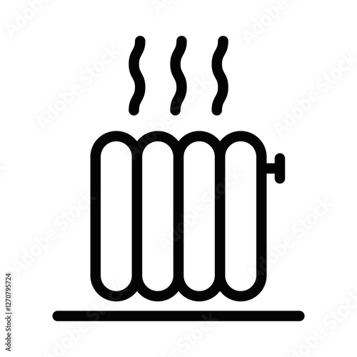 Minimalist heater radiator vector icon with steam. Editable stroke.