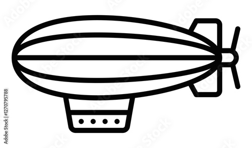 Zeppelin vector icon of an airship in outline style. Editable stroke.