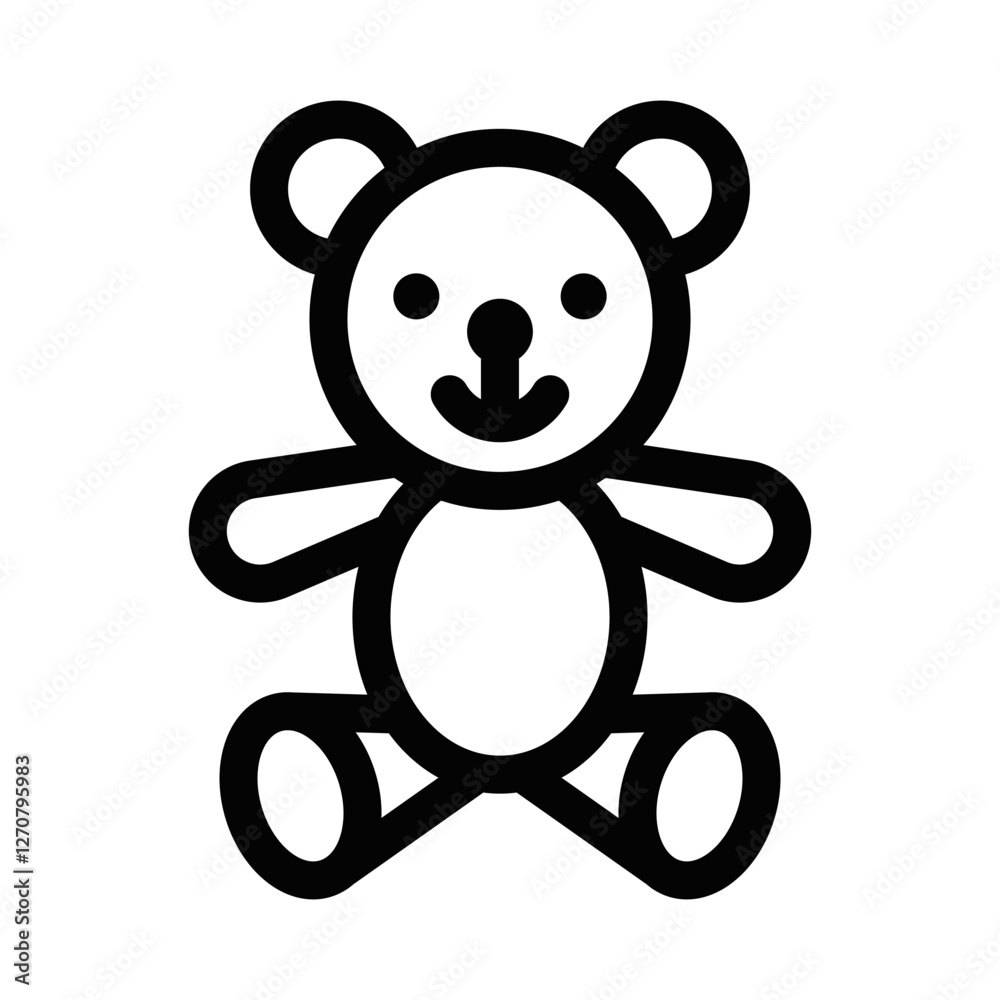 Obraz premium Cute teddy bear vector icon in outline style. Editable stroke.